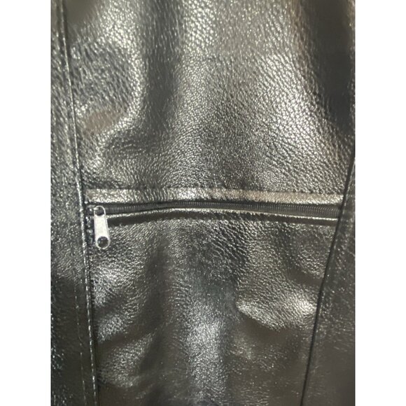 Motorcycle Vest Unisex 50 Chest Velvet Lined Black Faux Leather Pockets Snap 29 - Picture 9 of 15